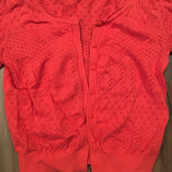 H&M red knit cardigan 3/4 sleeve - Picture 2 of 5
